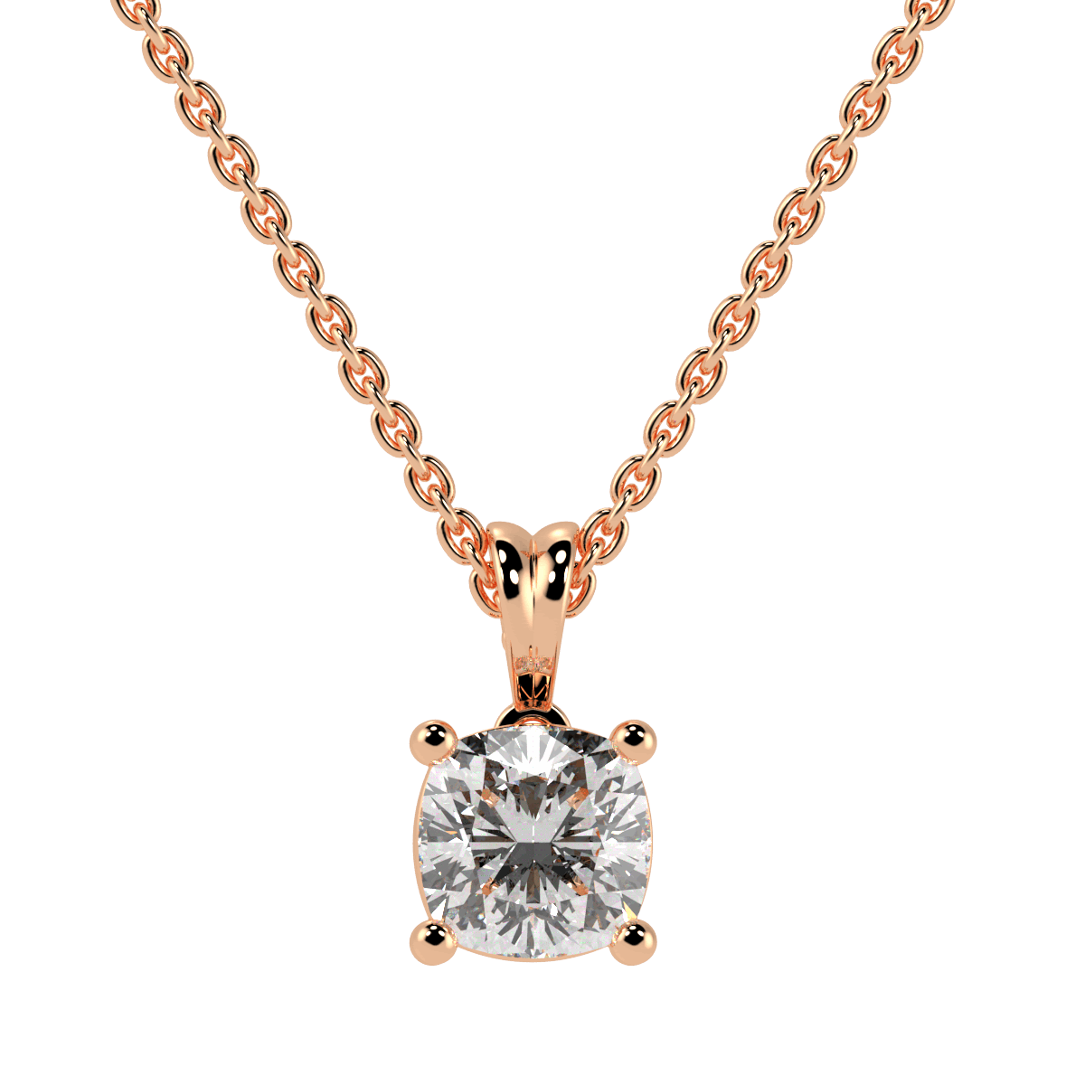 Cushion Cut Solitaire Pendant in rose gold