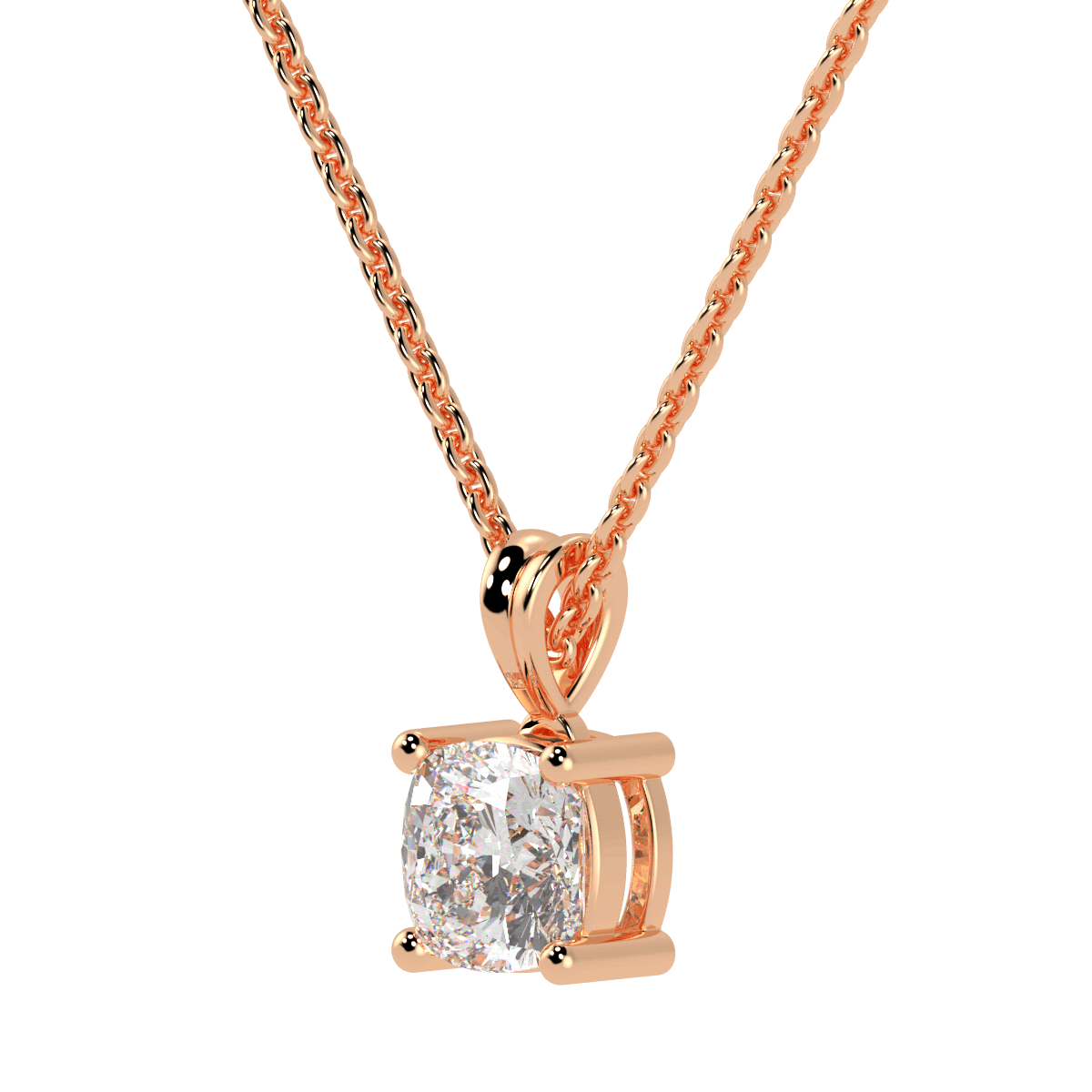 Cushion Cut Solitaire Pendant in rose gold