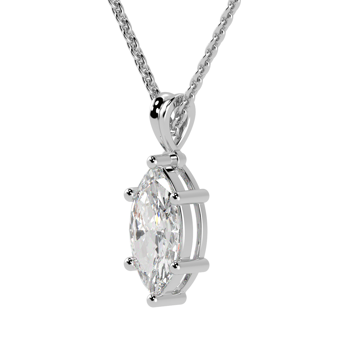 Marquise Cut Solitaire Pendant in white gold or platinum