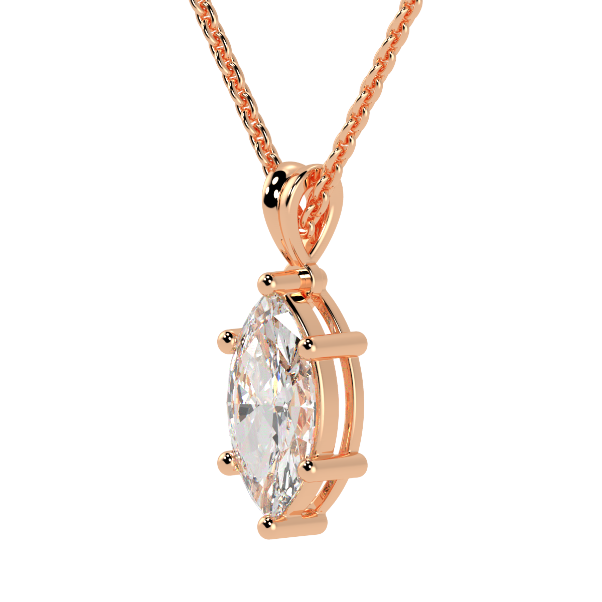 Marquise Cut Solitaire Pendant in rose gold