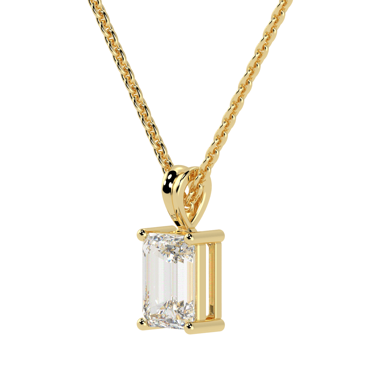 Emerald Cut Solitaire Pendant in yellow gold