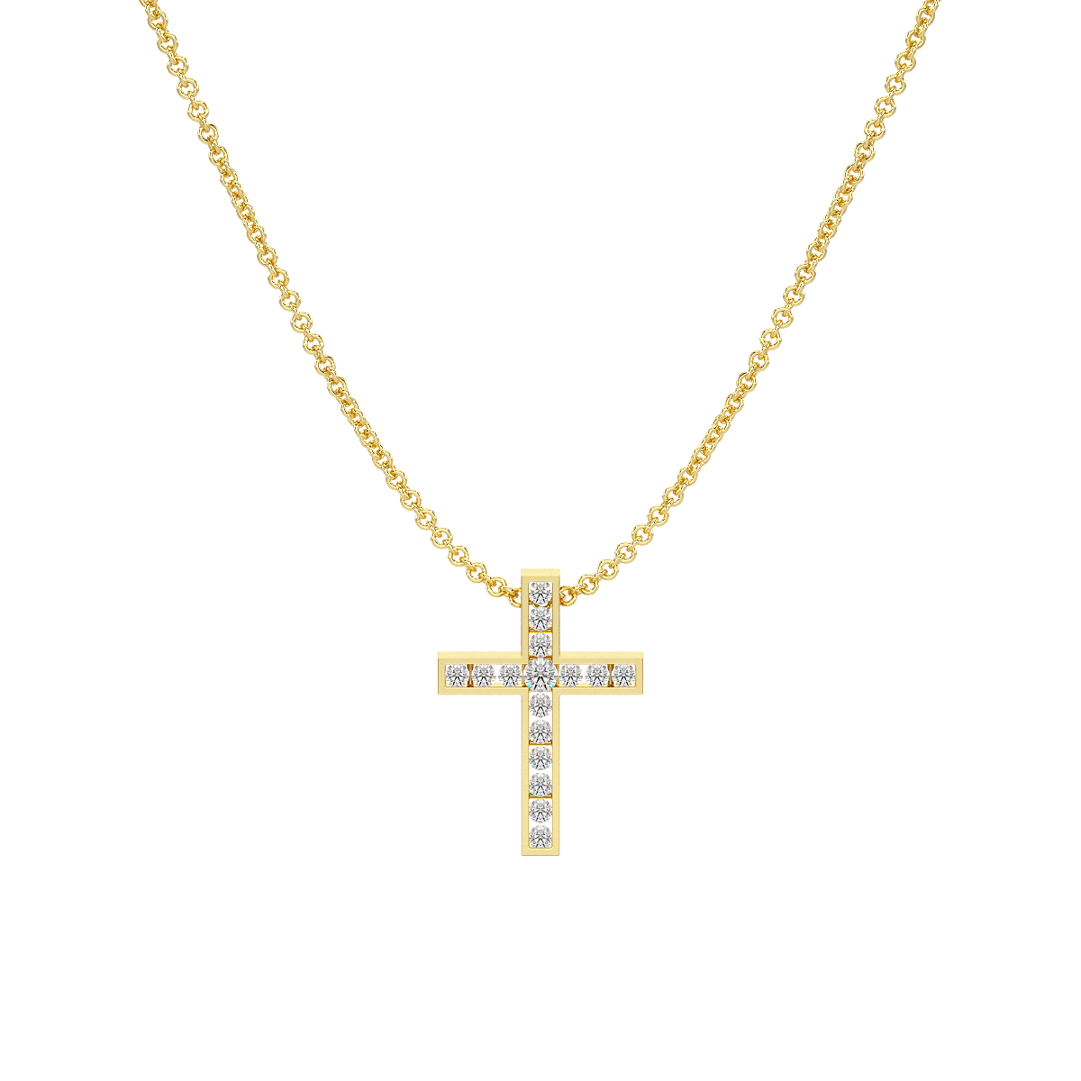 Channel Set Cross Pendant