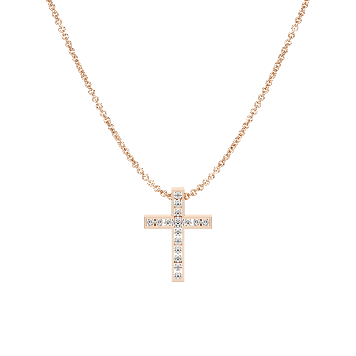 Channel Set Cross Pendant