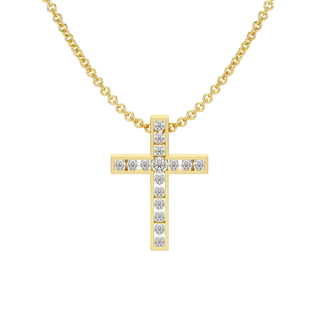 Channel Set Cross Pendant