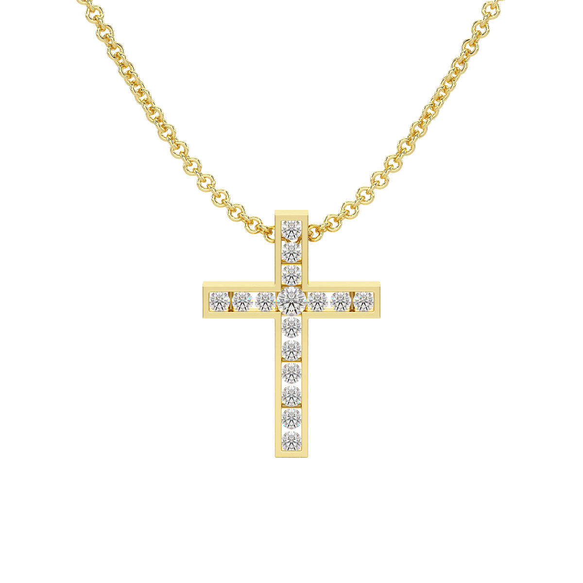 Channel Set Cross Pendant