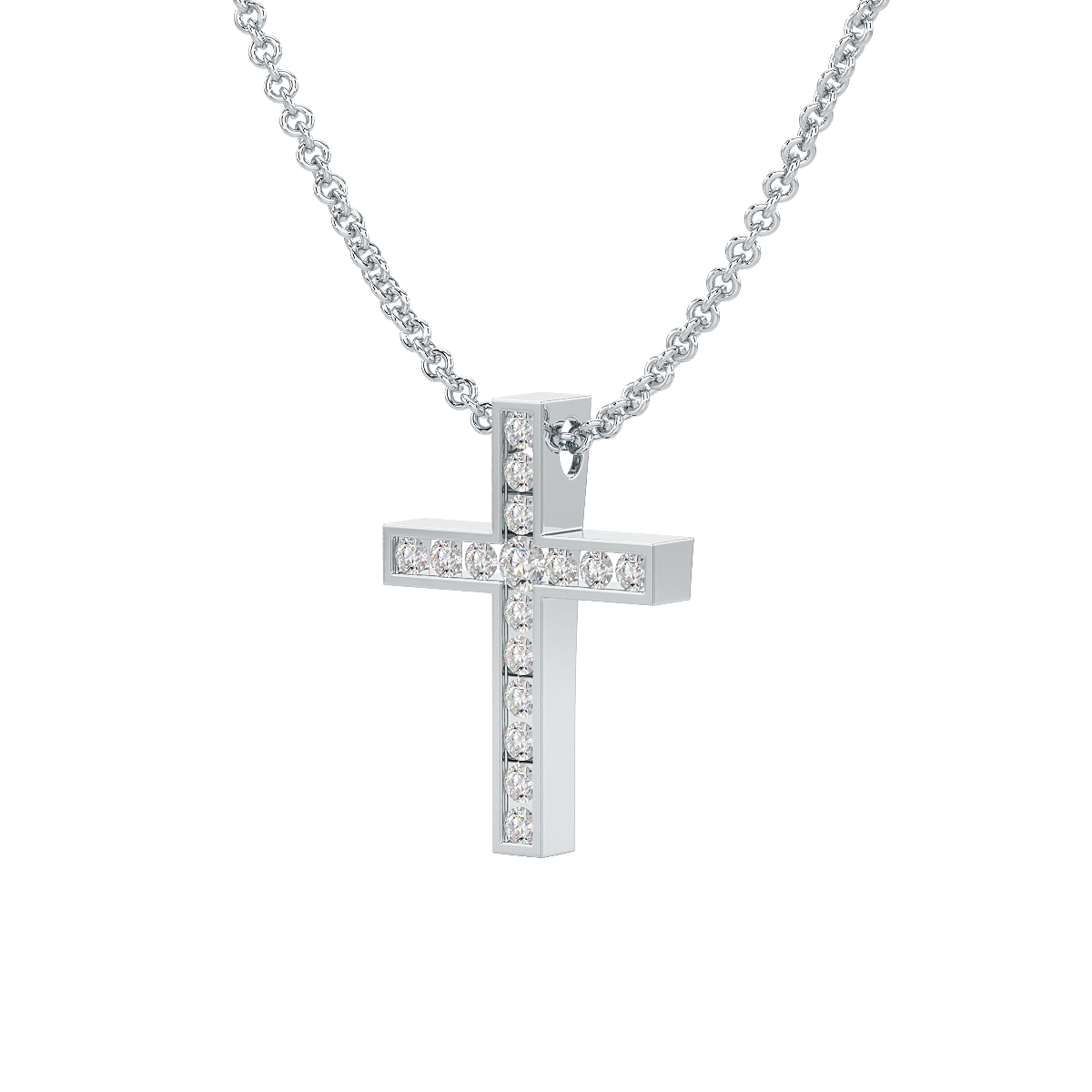 Channel Set Cross Pendant