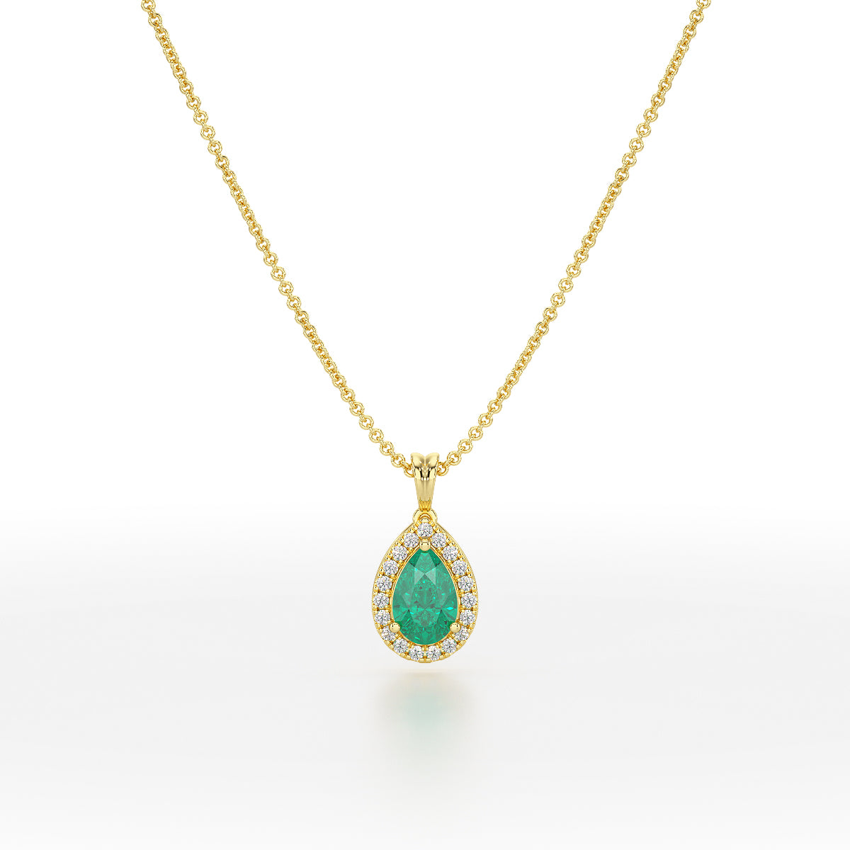 Pear Emerald Halo Pendant