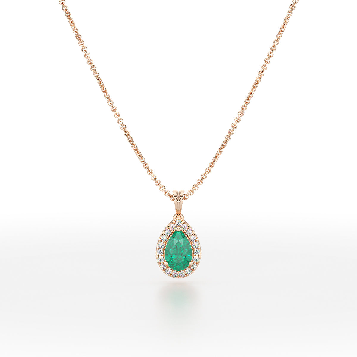 Pear Emerald Halo Pendant