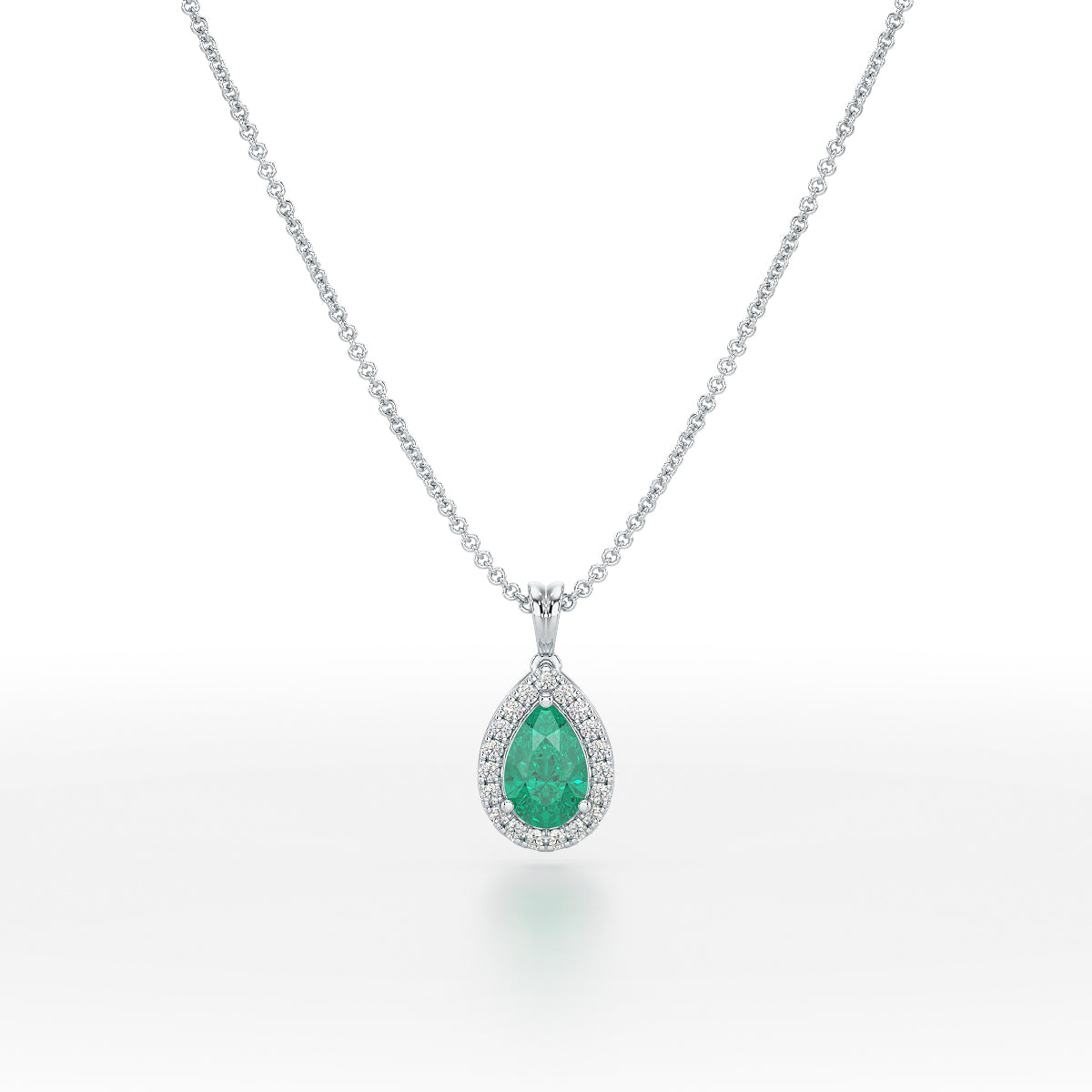 Pear Emerald Halo Pendant