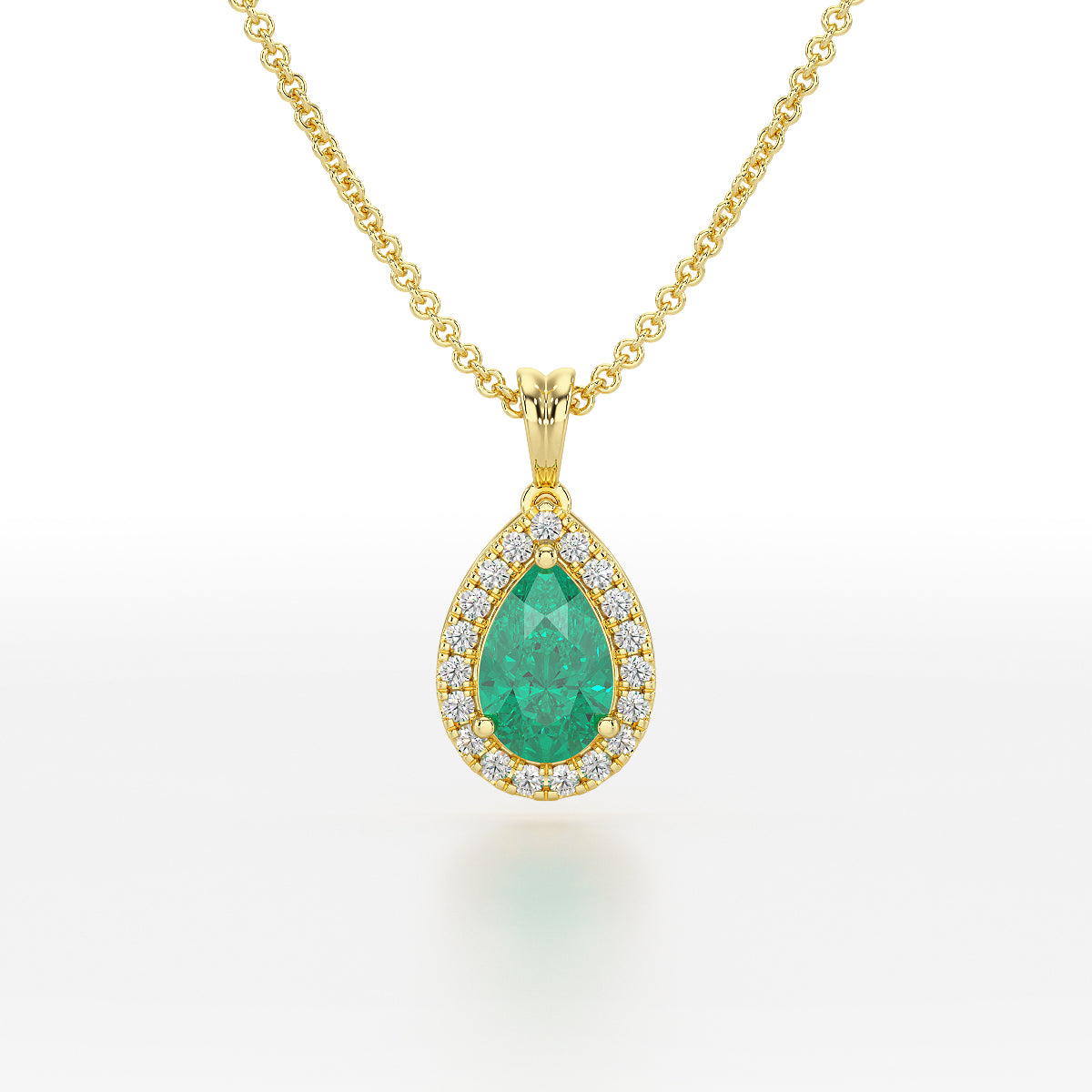 Pear Emerald Halo Pendant