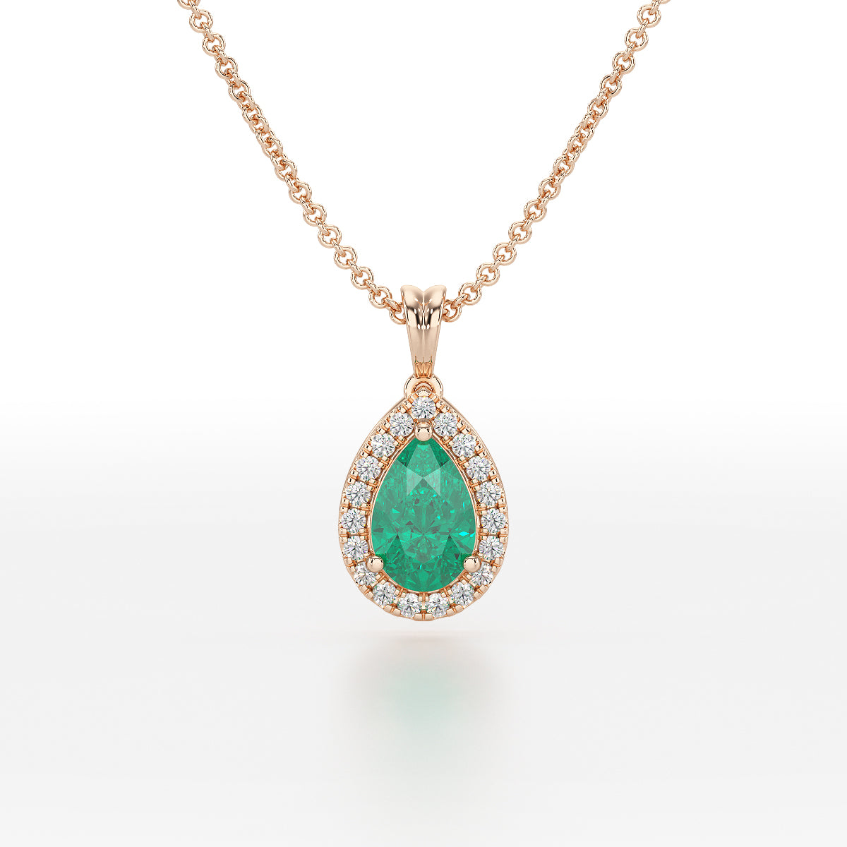 Pear Emerald Halo Pendant