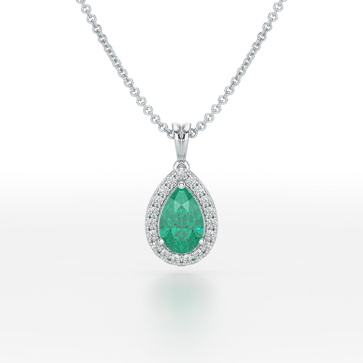 Pear Emerald Halo Pendant