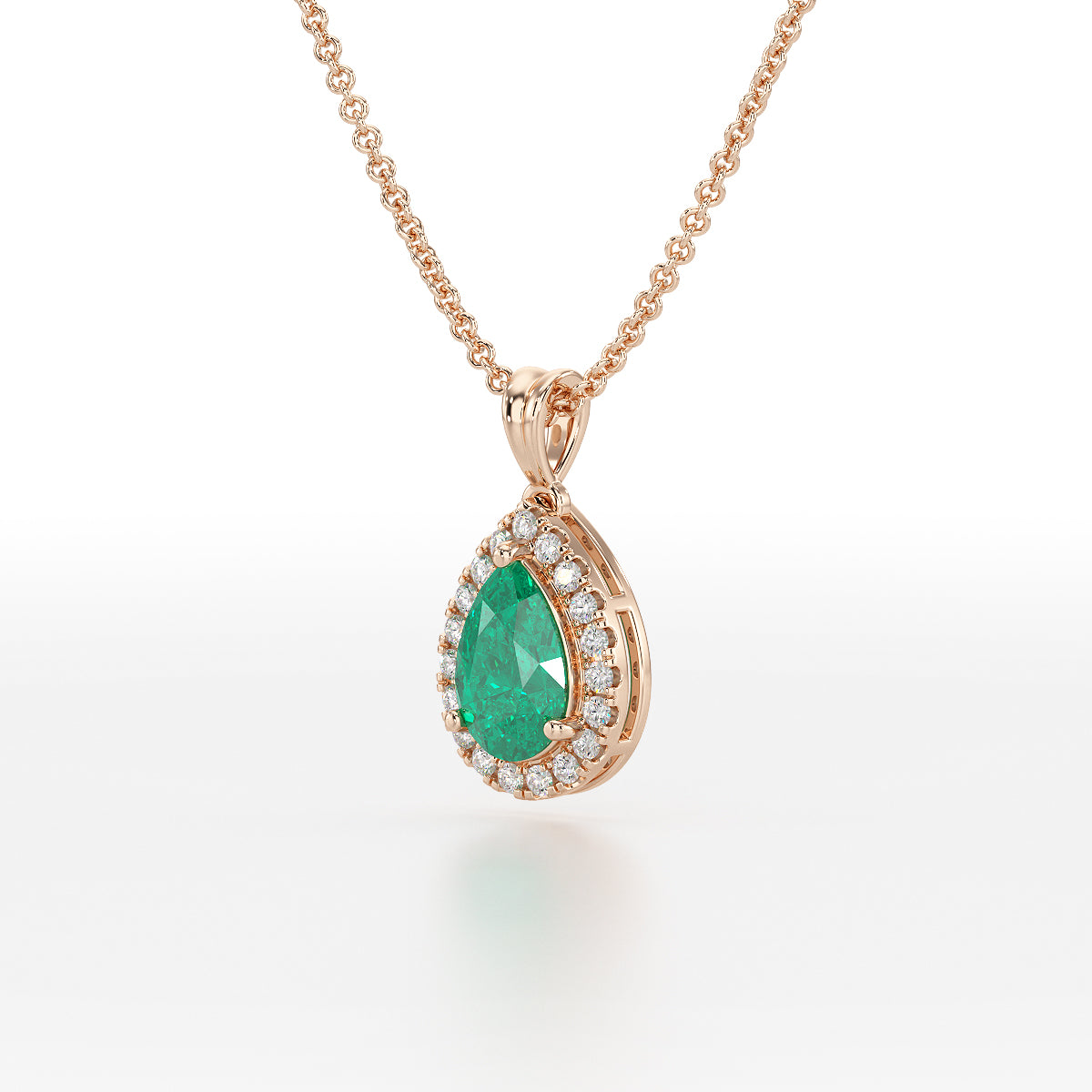 Pear Emerald Halo Pendant