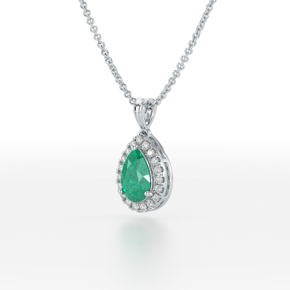 Pear Emerald Halo Pendant