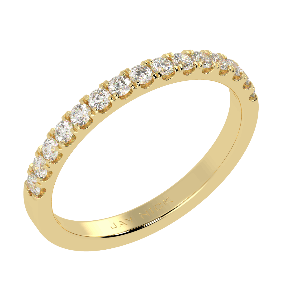 0.40ct Natural Diamond Half Eternity Ring 2.8mm 18K Yellow Gold