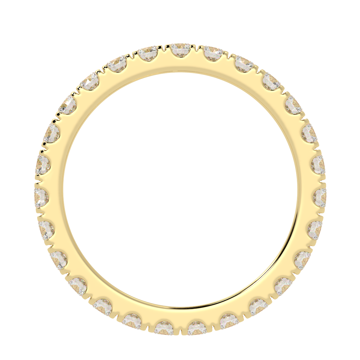 Wide Micro Set Full Eternity Ring in yellow gold, flat view