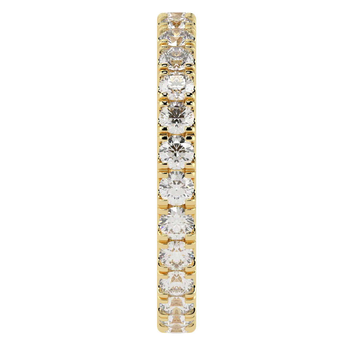 Wide Micro Set Full Eternity Ring in yellow gold, side view