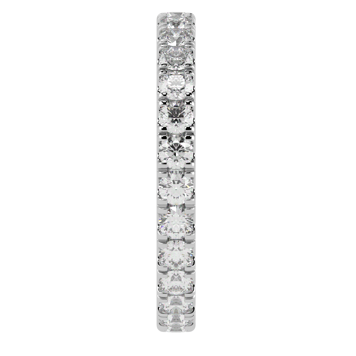 Wide Micro Set Full Eternity Ring in white gold or platinum, side view