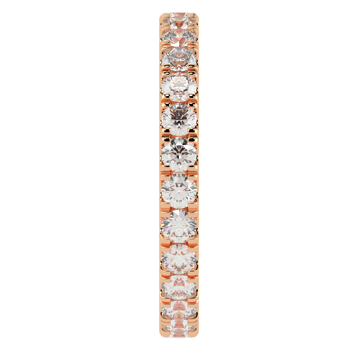 Wide Micro Set Full Eternity Ring in rose gold, side view