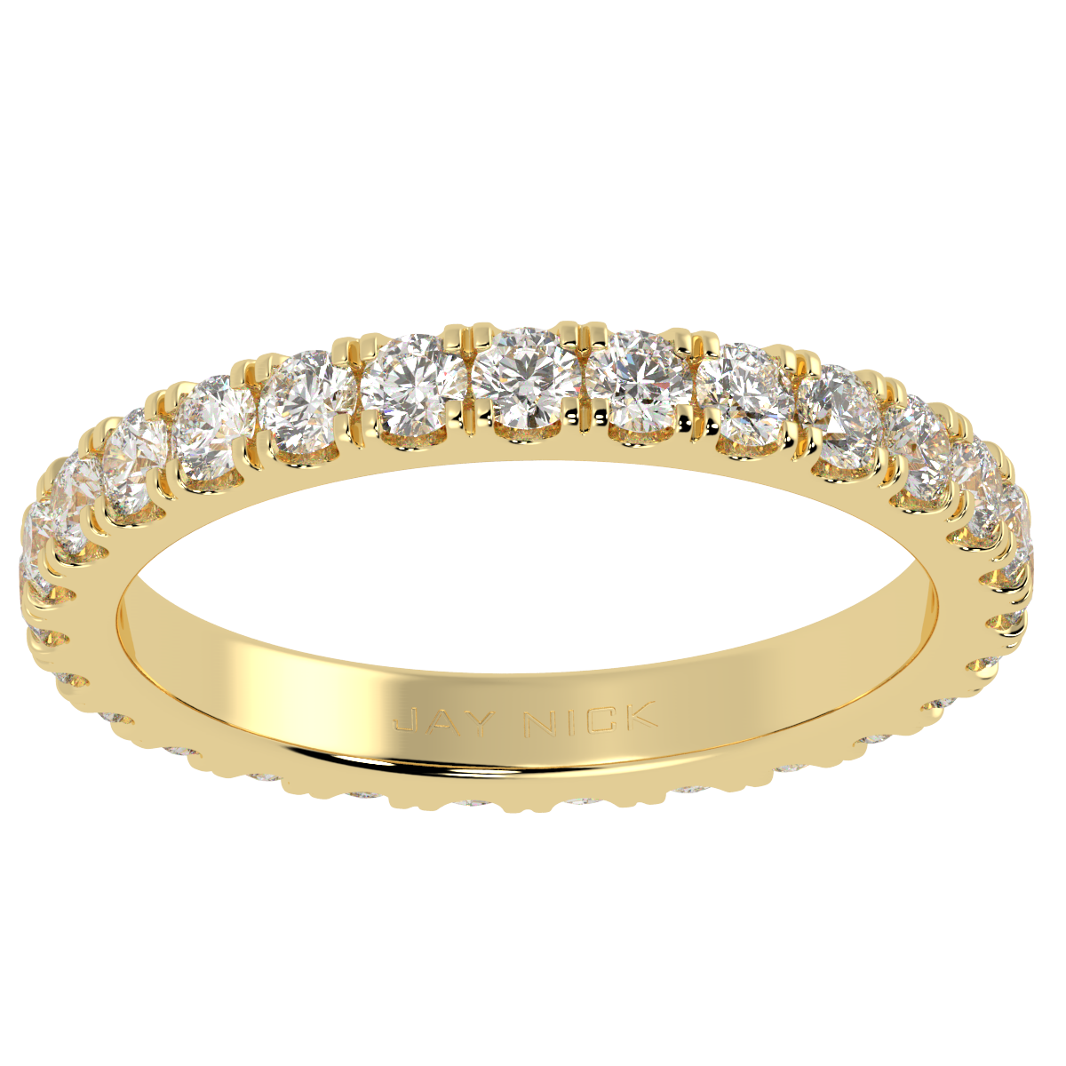 Wide Micro Set Full Eternity Ring in yellow gold, top view