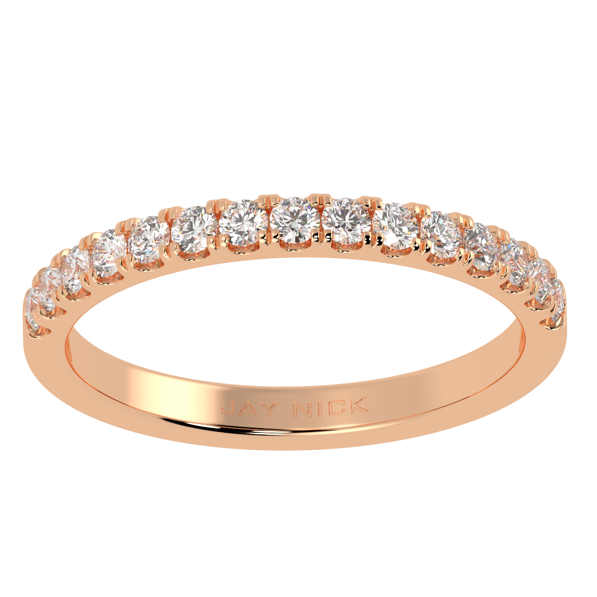 Micro Set Half Eternity Ring in rose gold, top view