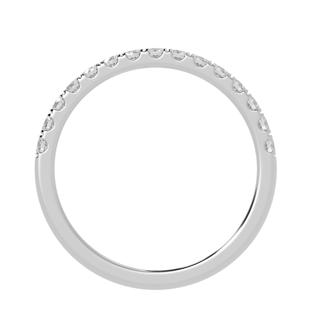 Micro Set Half Eternity Ring in white gold or platinum, flat view