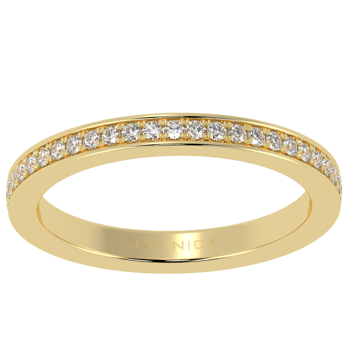 Prong Set Full Eternity Ring in yellow gold, top view