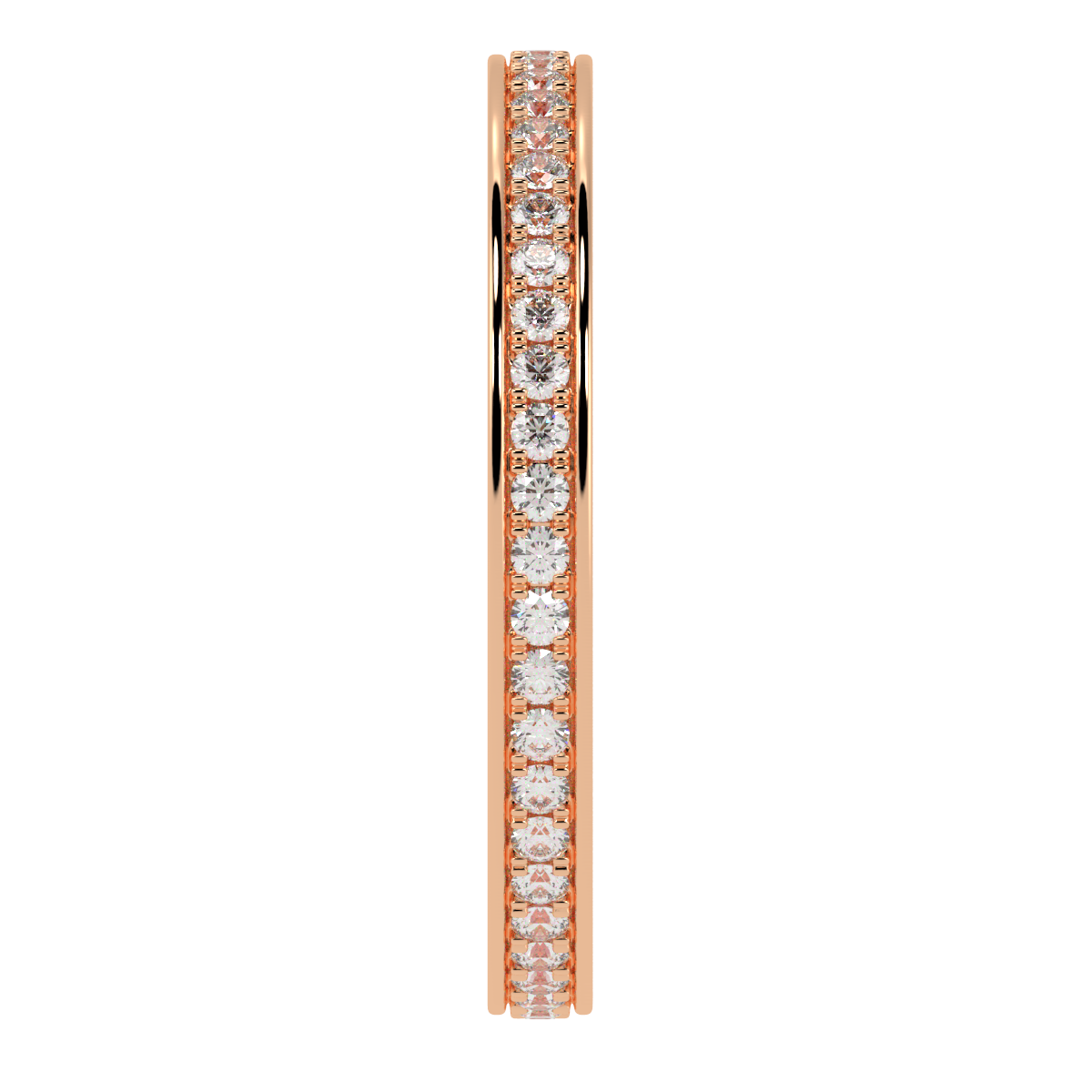 Prong Set Full Eternity Ring in rose gold, side view
