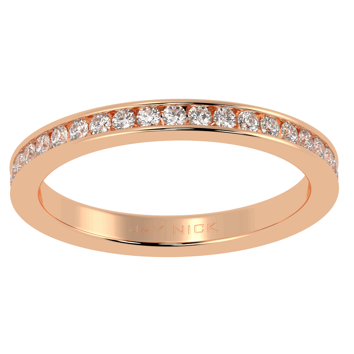 Channel Set Full Eternity Ring in rose gold, top view