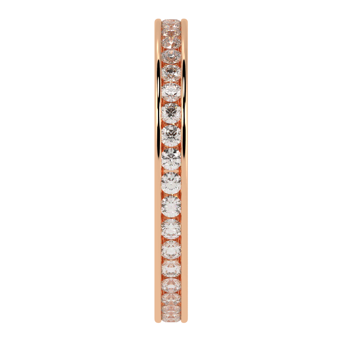 Channel Set Full Eternity Ring in rose gold, side view