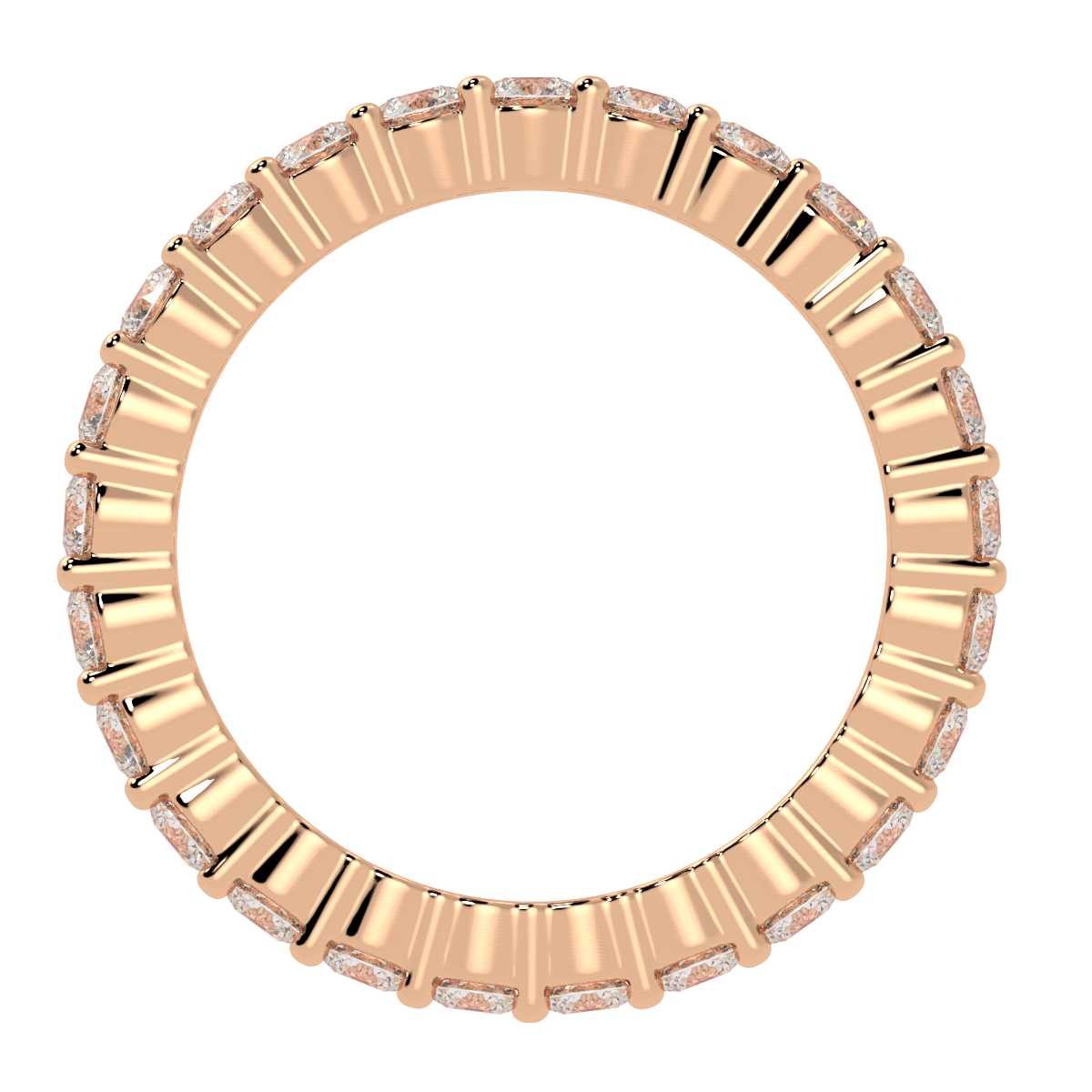 Claw Set Full Eternity Ring in rose gold, flat view