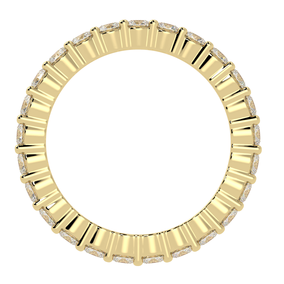 Claw Set Full Eternity Ring in yellow gold, flat view