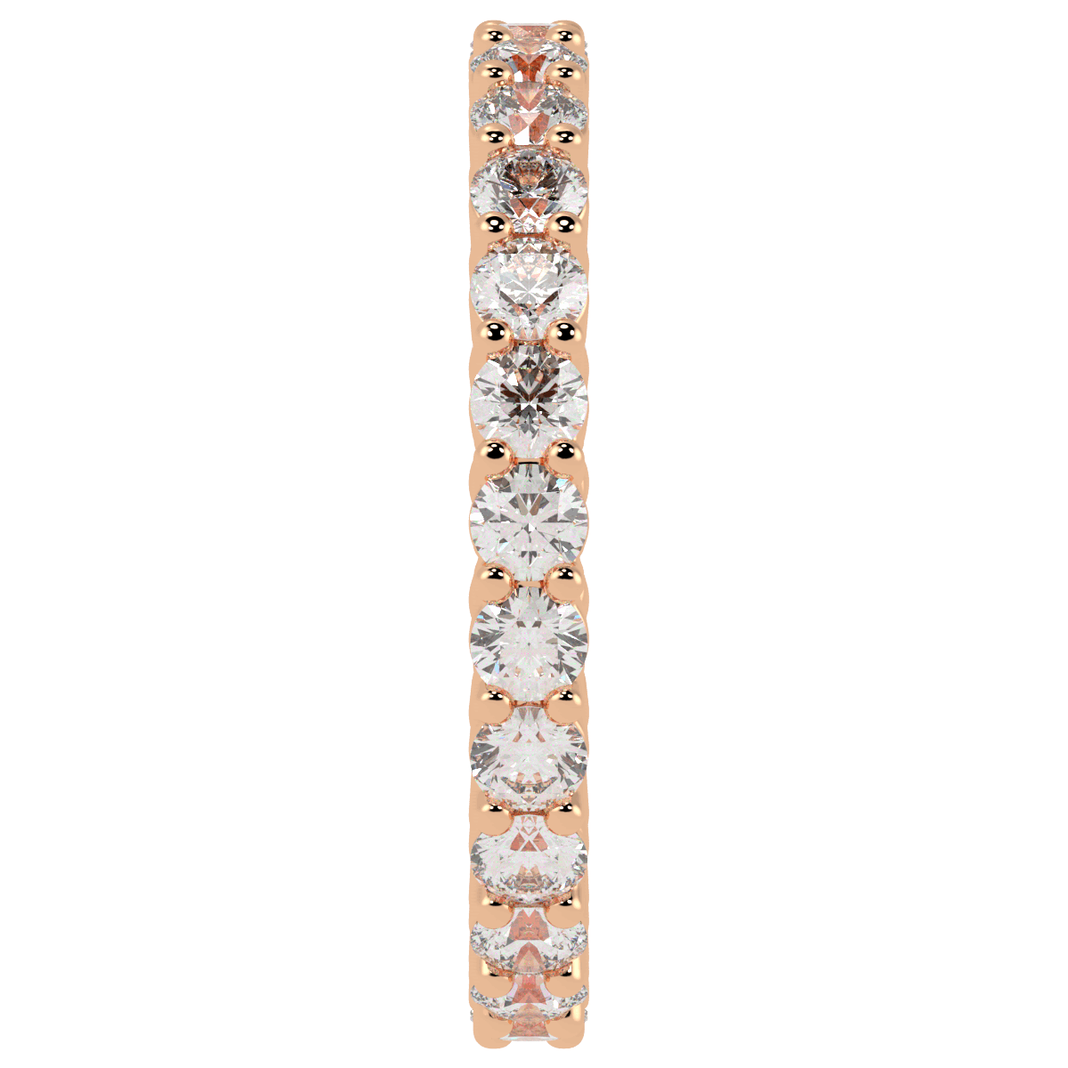 Claw Set Full Eternity Ring in rose gold, side view