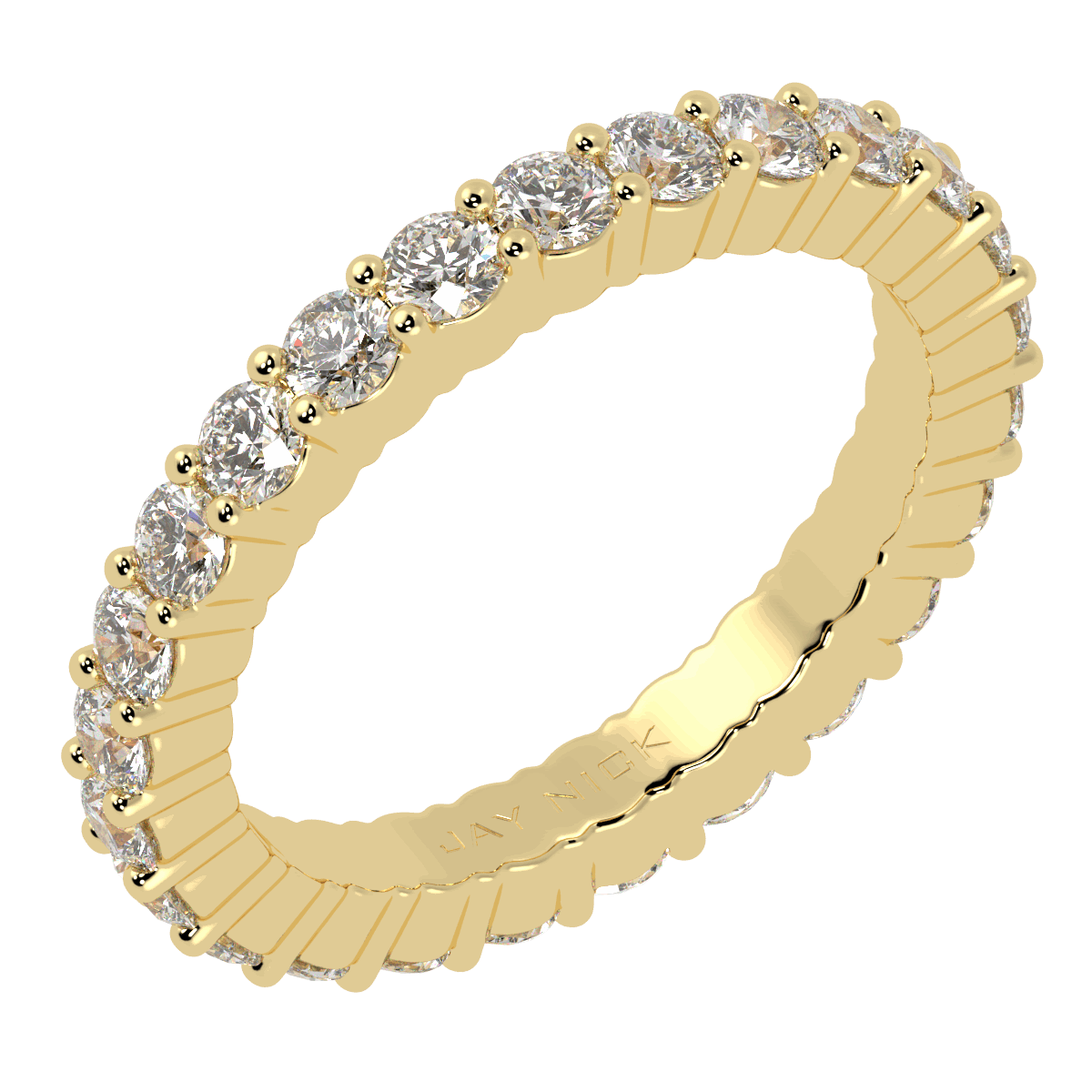 Claw Set Full Eternity Ring in yellow gold, perspective view