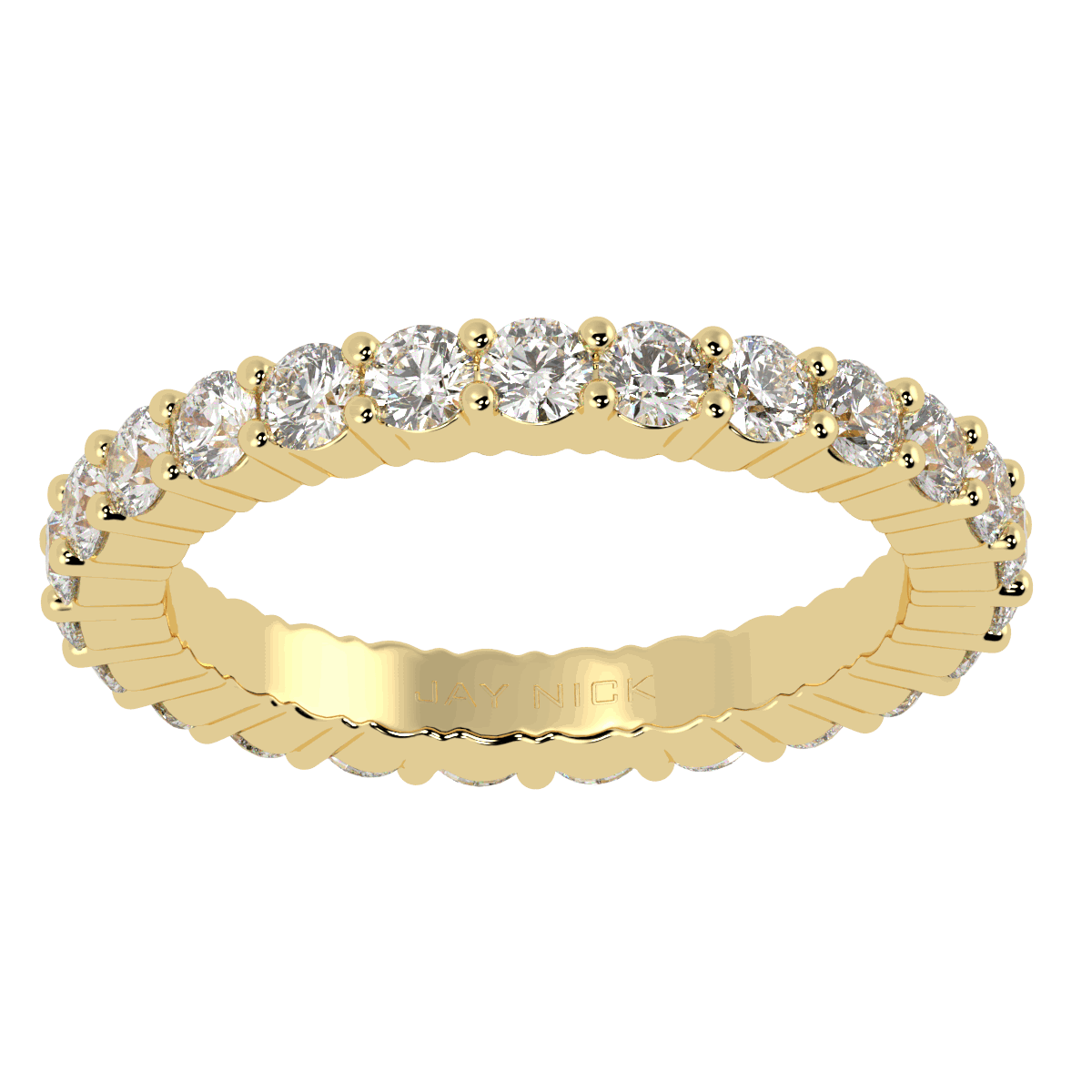 Claw Set Full Eternity Ring in yellow gold, top view