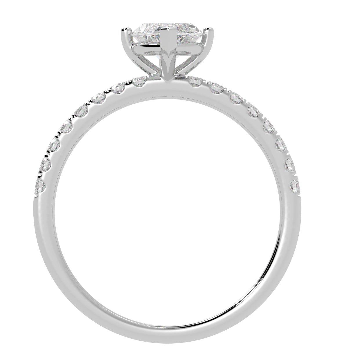 Modern Marquise Cut Diamond Shoulder Ring in white gold or platinum, flat view