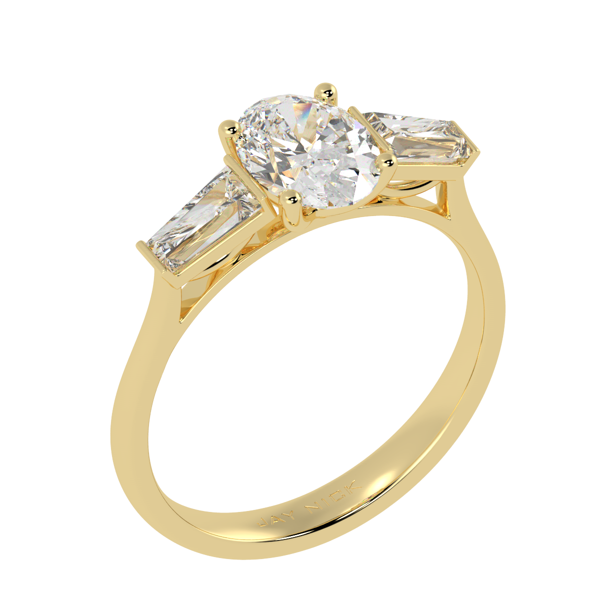 Oval &amp; Baguette Three Stone Ring
