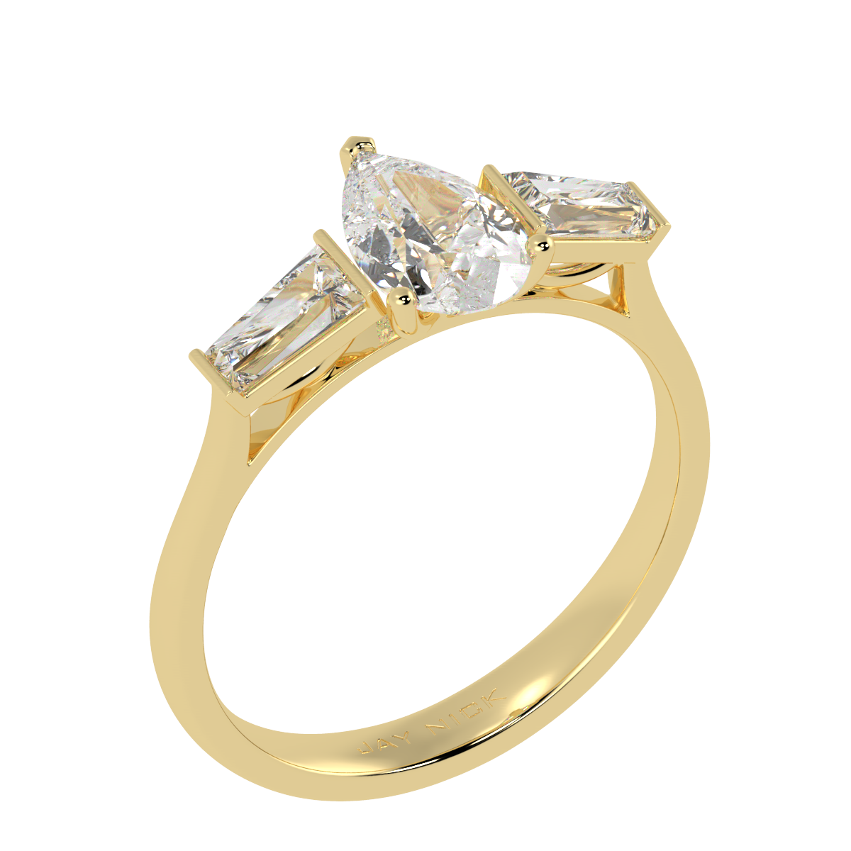 Pear &amp; Baguette Three Stone Ring