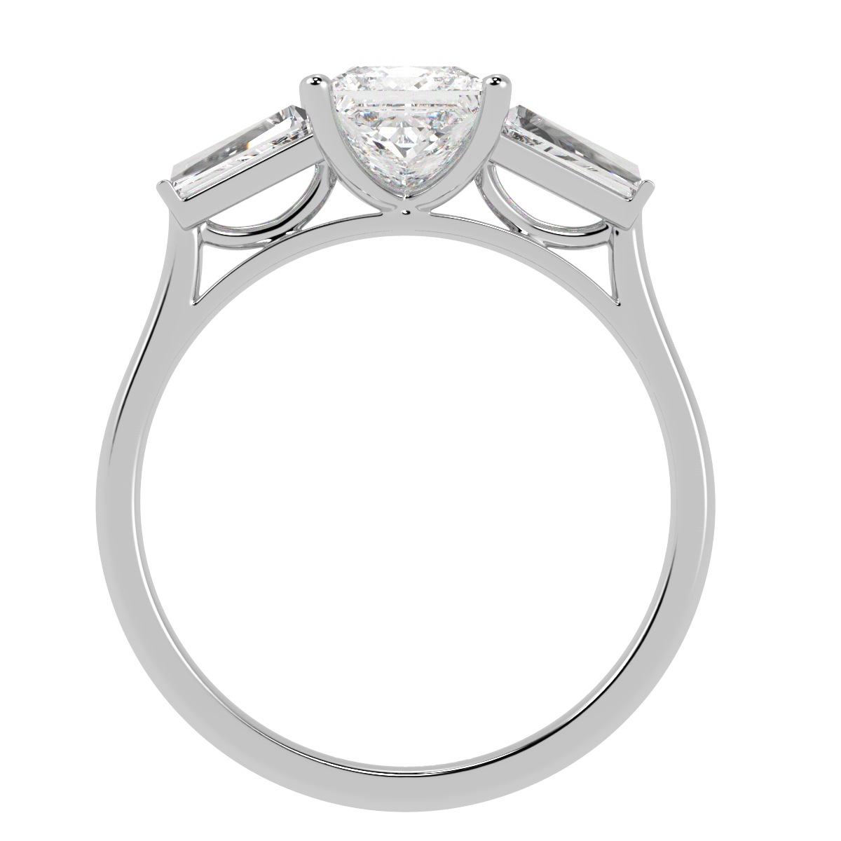 Princess &amp; Baguette Three Stone Ring