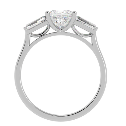 Princess &amp; Baguette Three Stone Ring