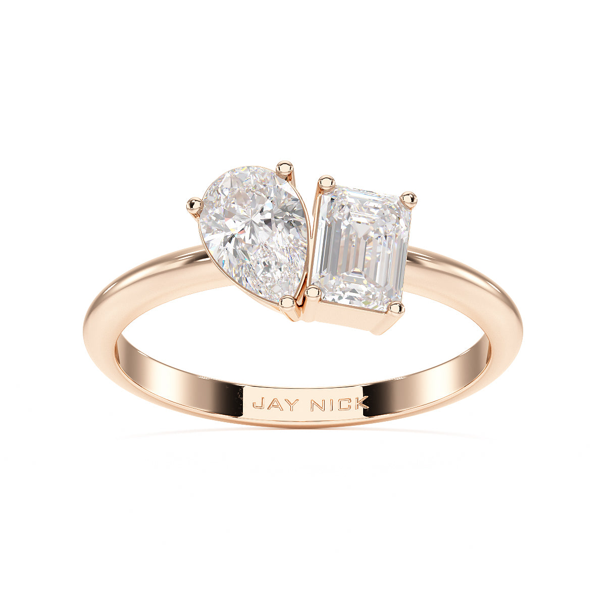 Pear & Emerald Toi Et Moi Ring