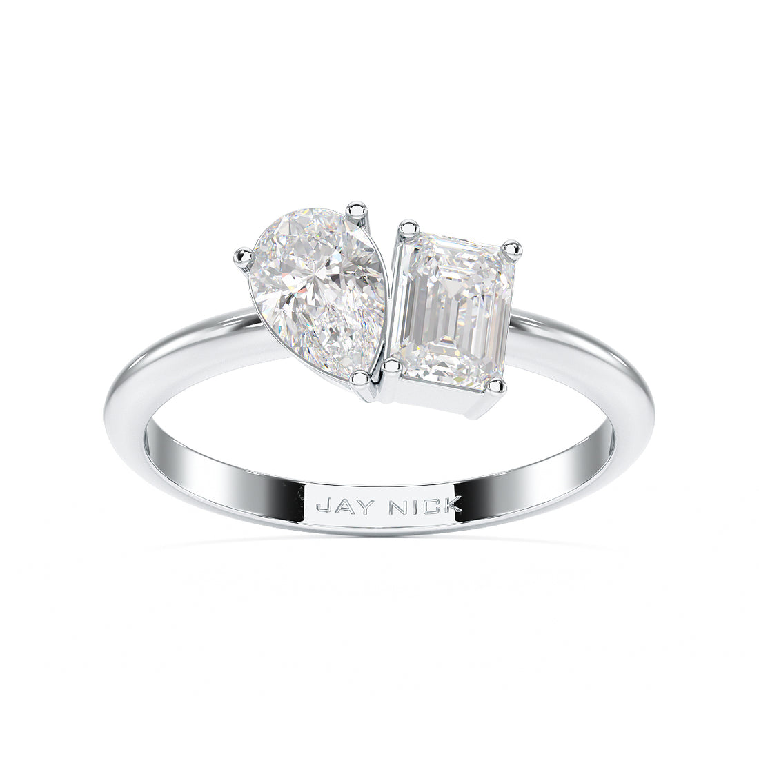 Pear & Emerald Toi Et Moi Ring