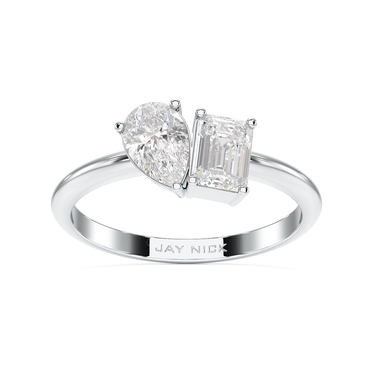 Pear & Emerald Toi Et Moi Ring