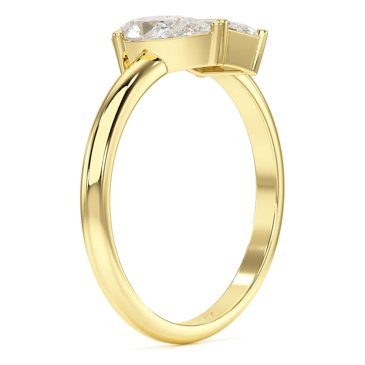Pear & Emerald Toi et Moi Ring in yellow gold