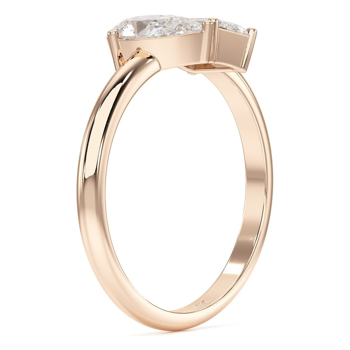 Pear & Emerald Toi et Moi Ring in rose gold