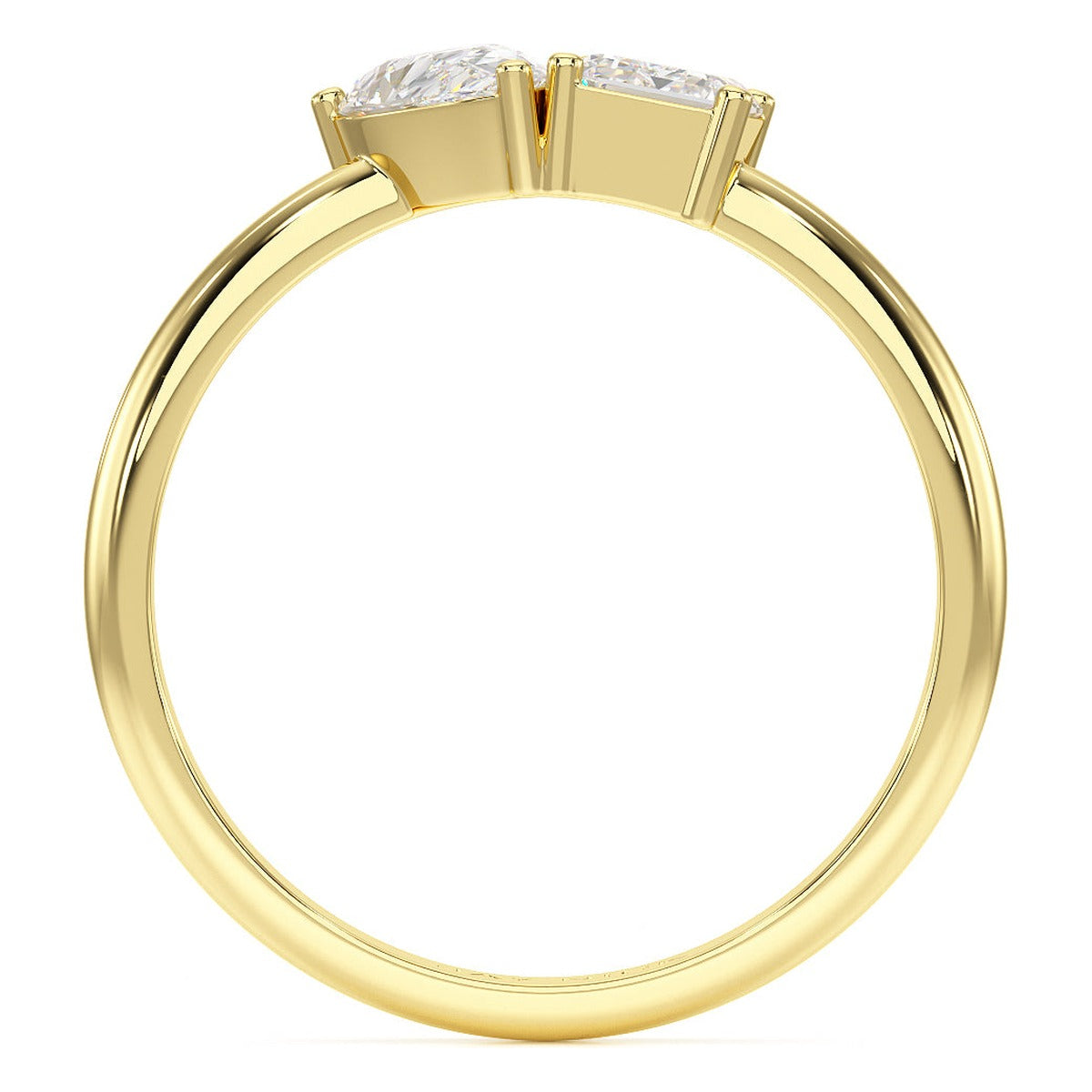 Pear & Emerald Toi et Moi Ring in yellow gold