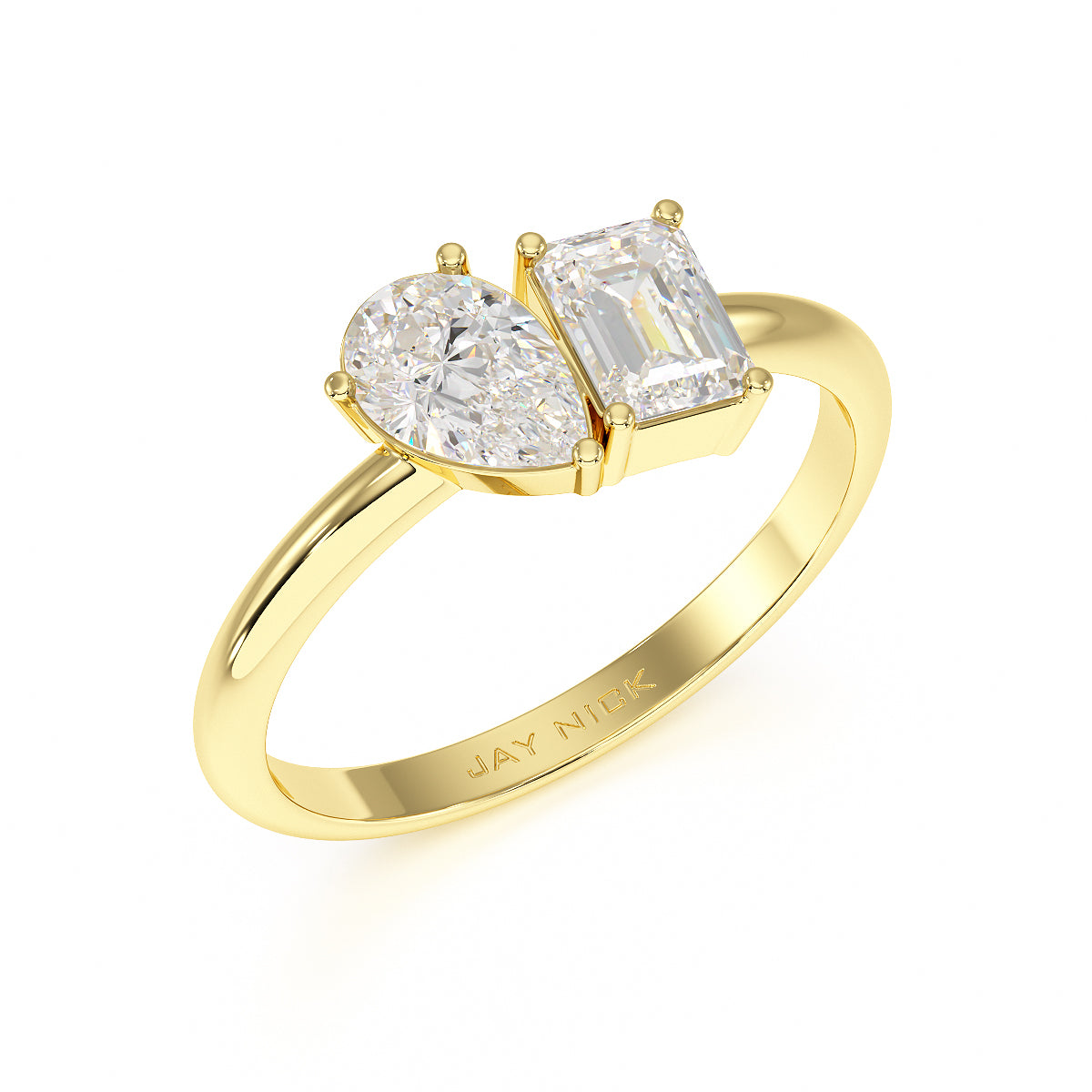 Pear & Emerald Toi Et Moi Ring