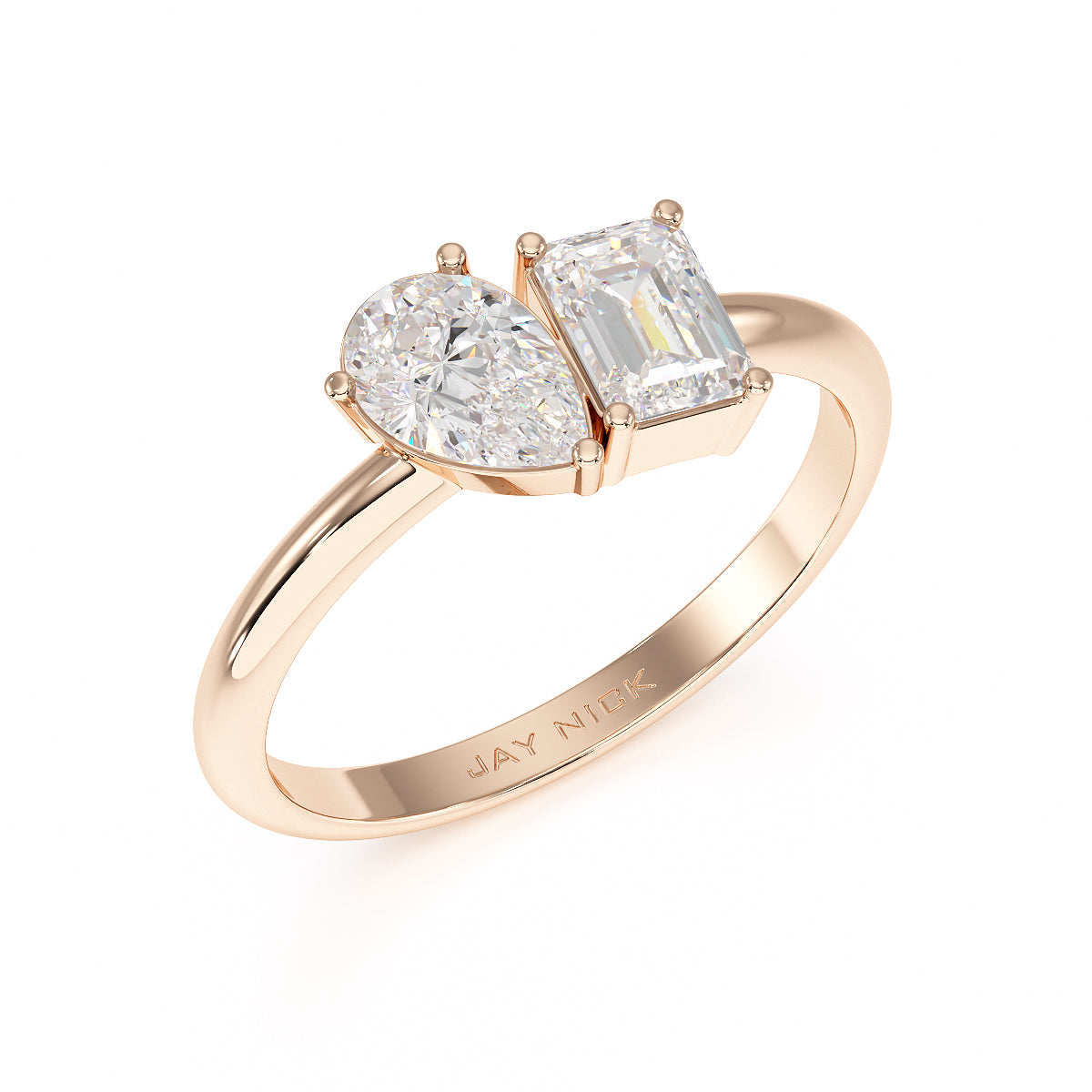 Pear & Emerald Toi Et Moi Ring