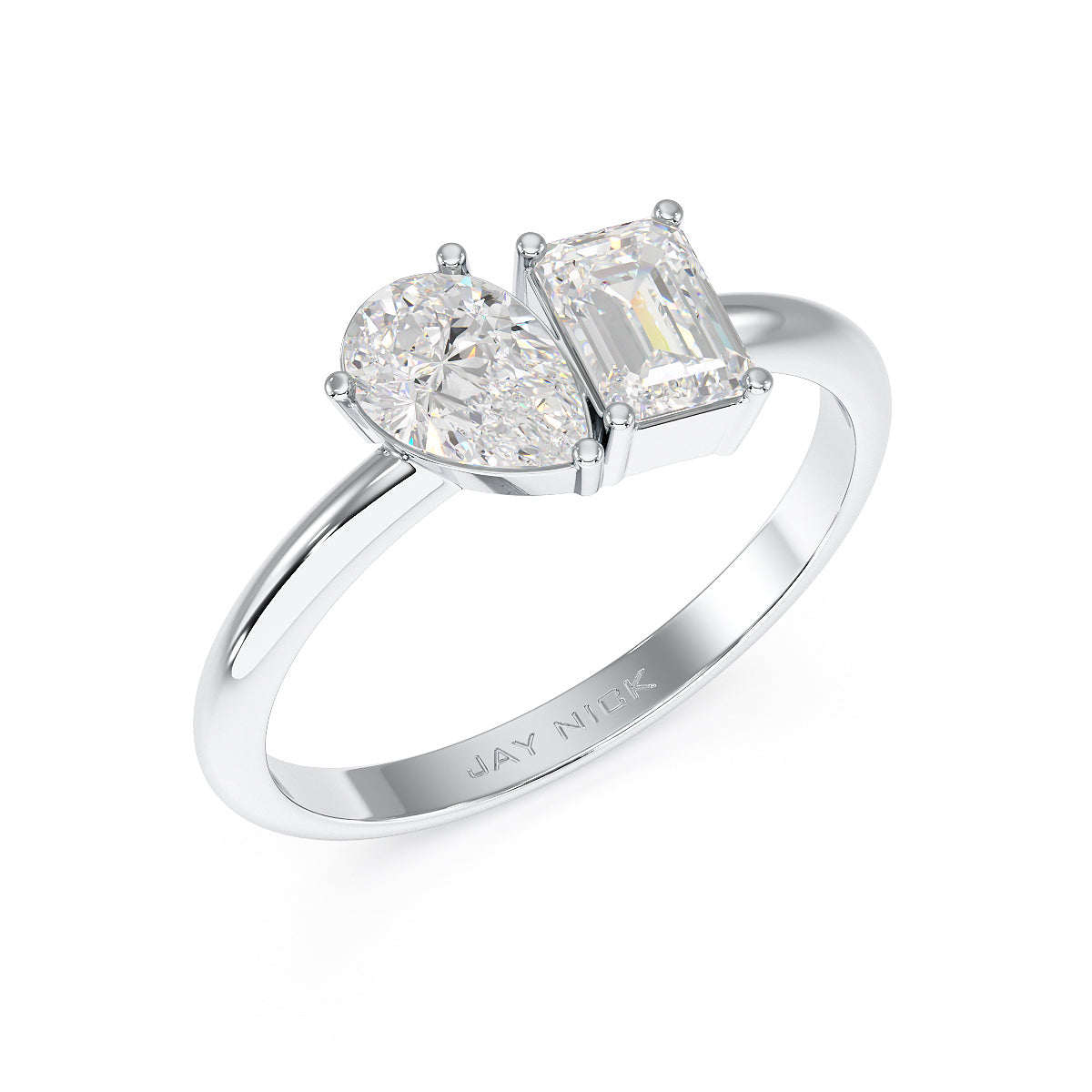 Pear & Emerald Toi Et Moi Ring