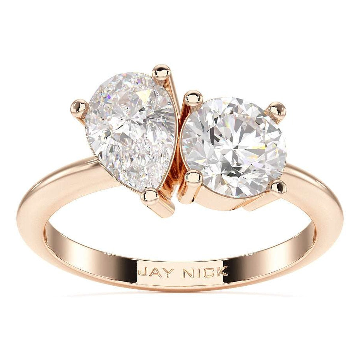 Pear & Round Toi et Moi Ring in rose gold